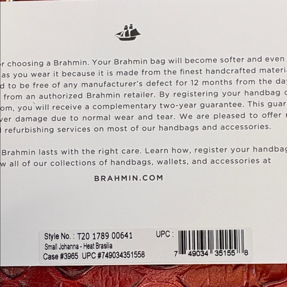 Brahmin Small Johanna Crossbody Purse . Heat Brasilia . Red Gold . NWT - Picture 2 of 11